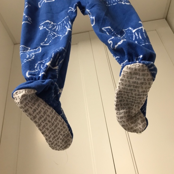 Carters 2T Toddler Sleeper Fleece Onesie With Feet NWOT Royal Blue Polar Bear - Picture 3 of 5